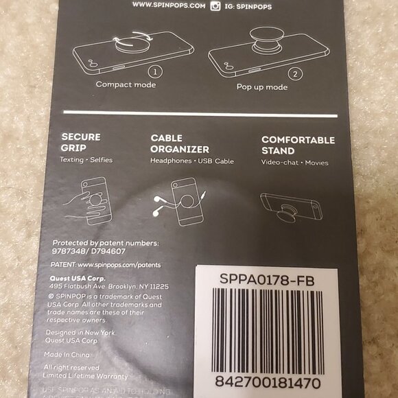 Spinpop phone grip & stand, series 10- brown and black dots - Picture 2 of 2